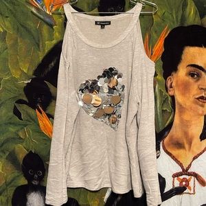 Gently used shoulder less sweater grey with heart shape with sequence  xl box6